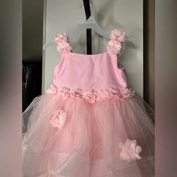 Handmade Pink Floral Tulle Dress - Picture 2 of 5